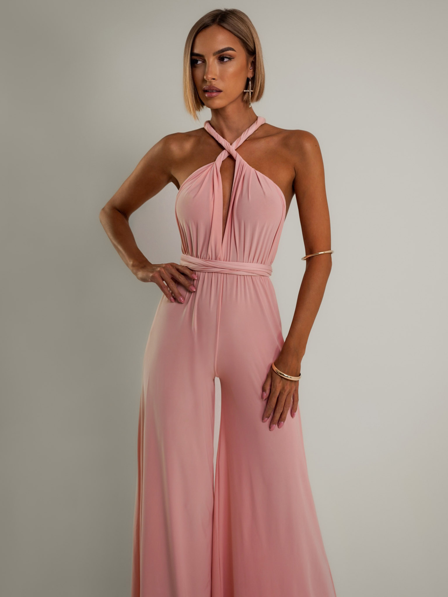 Světle růžový dlouhý variabilní overal PERCY na zavazování Velikost: ONESIZE - Obrázek 3