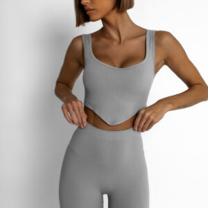 Světle šedý žebrovaný dvoudílný komplet NATALISE Velikost: M/L