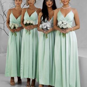 Světle zelené šaty SAURANA pro družičky s rozparkem Velikost: ONESIZE