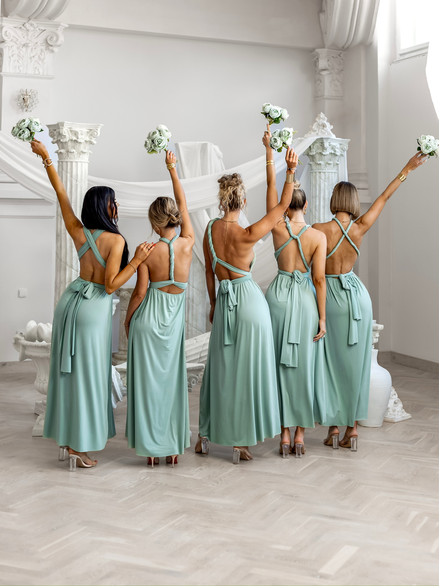 Světle zelené variabilní vázací šaty KATIE pro družičky - Obrázek 2