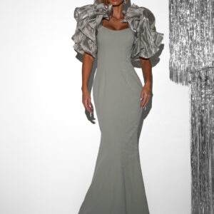 Světle zelenkavé večerní dlouhé šaty KOLIT Velikost: L