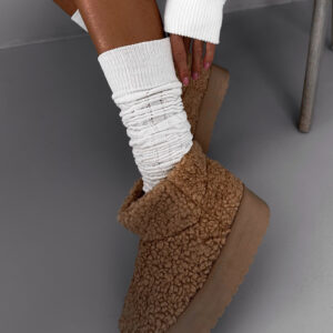 Světlohnědé válenky DUARTE s vysokou podrážkou Velikost: 40