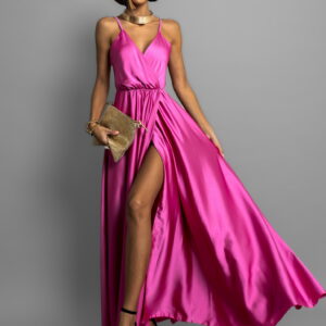 Tmavě fialové dlouhé lesklé šaty PERFECTLY