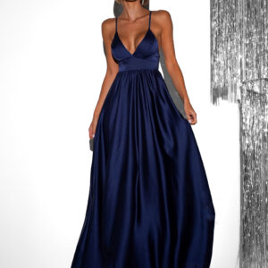 Tmavě modré elegantní šaty MAKANY