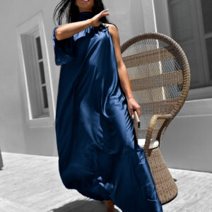 Tmavě modré lesklé elegantní šaty GLADIOLUS Velikost: ONESIZE