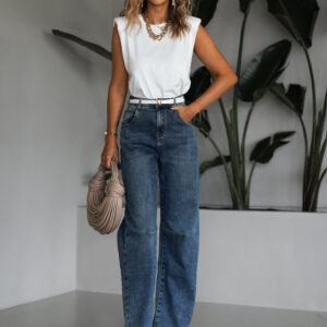 Tmavě modré široké wide leg džíny LYSES Velikost: XS