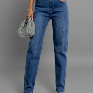 Tmavé mom jeans džíny PUHALA Velikost: XS