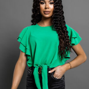 Tmavě zelená halenka BECKETT s volánky a zavazováním