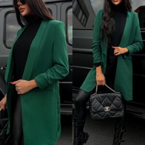 Tmavě zelené elegantní sako CASTIEL otevřeného stylu Velikost: ONESIZE