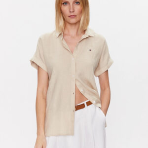 Tommy Hilfiger dámská béžová lněná košile WW0WW38589 40