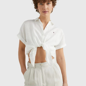 Tommy Hilfiger dámská bílá lněná košile WW0WW38589 38