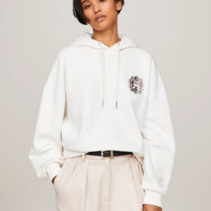 Tommy Hilfiger dámská krémová mikina s kapucí WW0WW40442 L