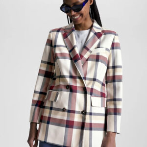 Tommy Hilfiger dámské dvouřadé kárované sako WW0WW40052 40