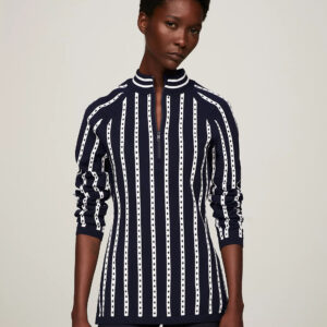 Tommy Hilfiger dámský tmavě modrý svetr se vzorem WW0WW40828 L