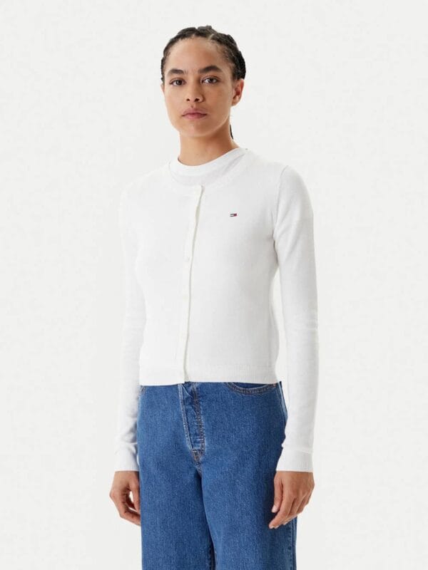 Tommy Jeans dámský bílý svetr DW0DW20976YBL L