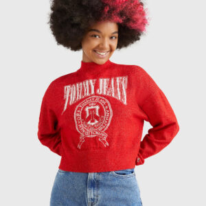 Tommy Jeans dámský červený svetr DW0DW14958 M
