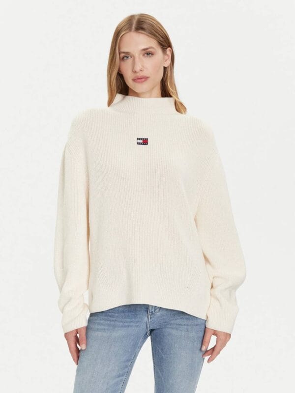 Tommy Jeans dámský krémový svetr DW0DW21676YBH L