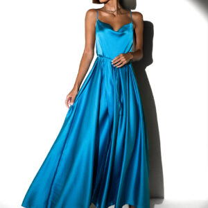 Tyrkysové elegantní šaty YASMINE s rozparkem