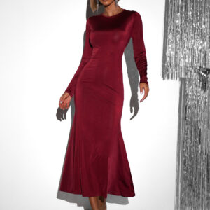 Vínové dlouhé elastické šaty LYDIE Velikost: ONESIZE