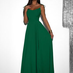 Zelené dlouhé společenské šaty LERDISEL na ramínka Velikost: ONESIZE