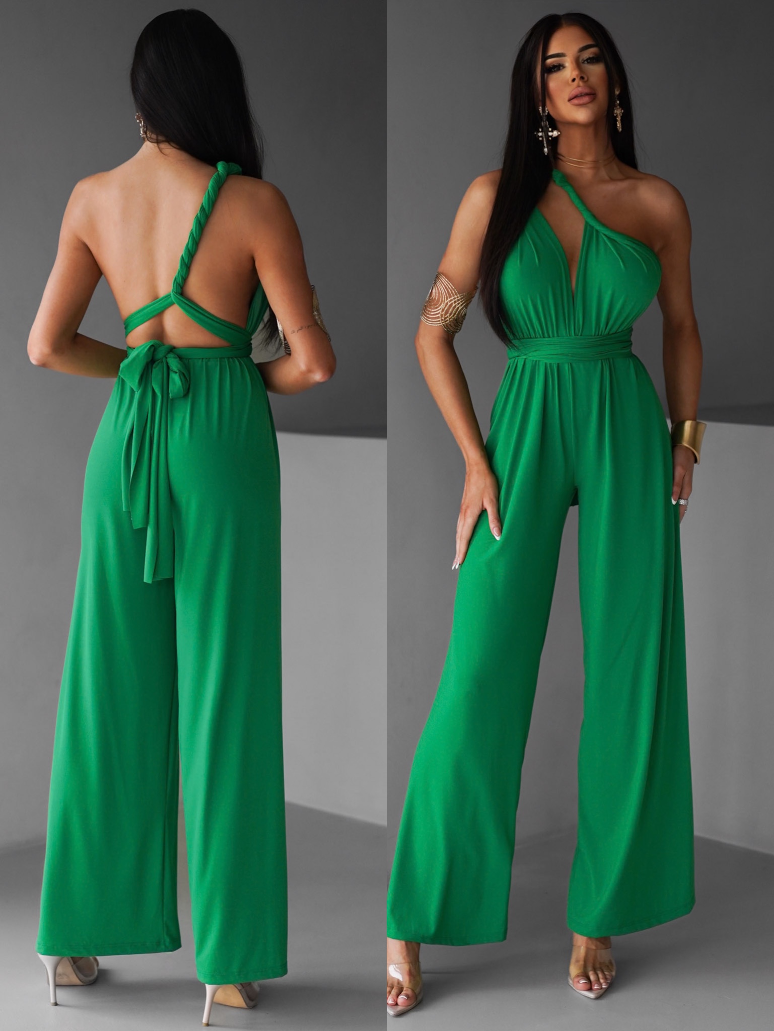 Zelený dlouhý overal PERCY na zavazování