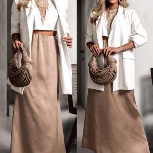 Zlatá dlouhá elegantní sukně RUZOVEL Velikost: ONESIZE