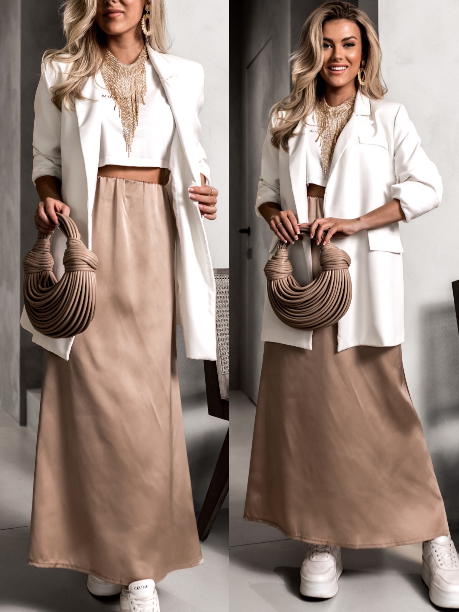 Zlatá dlouhá elegantní sukně RUZOVEL Velikost: ONESIZE