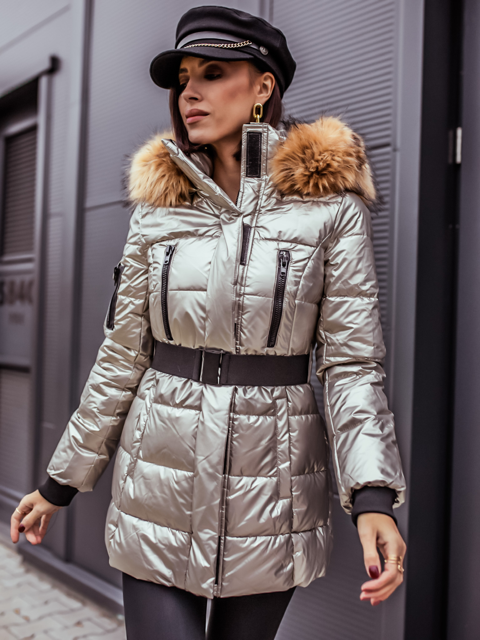 Zlatá metalická bunda NORTH Velikost: S