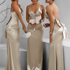 Zlaté dlouhé šaty LIFOSA pro družičky na ramínka Velikost: ONESIZE