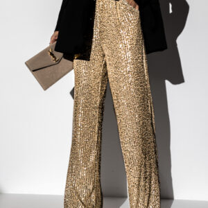 Zlaté flitrové široké kalhoty HEKATE Velikost: ONESIZE