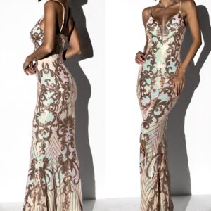 Zlaté plesové šaty LAMIA s flitry Velikost: L