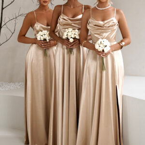 Zlaté saténové korzetové šaty BONKA pro družičky Velikost: ONESIZE