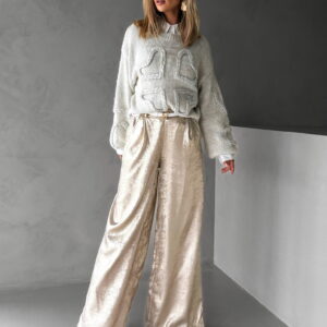 Zlaté společenské široké kalhoty EBBARA Velikost: ONESIZE