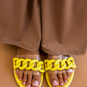 Žluté pantofle SUNRISE s transparentním páskem Velikost: 38