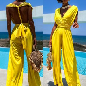 Žlutý dlouhý overal PERCY na zavazování Velikost: ONESIZE