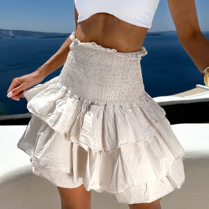 Béžová bavlněná letní midi sukně FARINA s volány Velikost: ONESIZE