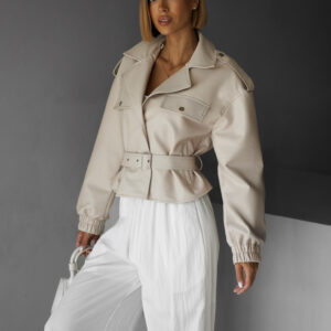 Béžová koženková biker bunda SOFAP Velikost: ONESIZE