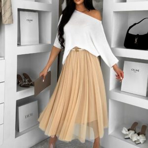 Béžová tylová midi sukně NEXORA Velikost: ONESIZE