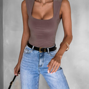 Béžové basic tílko FOGANA s výstřihem Velikost: ONESIZE