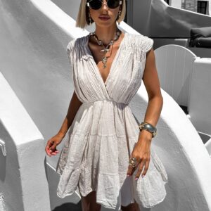 Béžové bavlněné vzdušné letní šaty KARANTE Velikost: ONESIZE