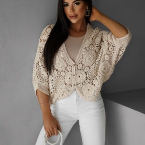 Béžový háčkovaný top SANALY Velikost: S/M