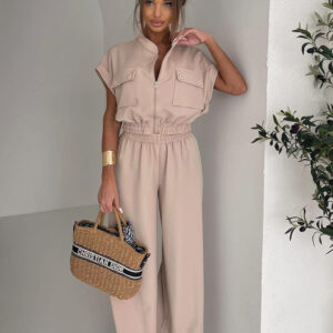 Béžový luxusní kalhotový komplet BILLOW Velikost: ONESIZE