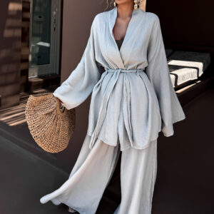 Béžový mušelínový zavazovací cardigan CHANIA Velikost: ONESIZE