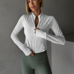 Bílá sportovní mikina OMIREY na zip Velikost: L