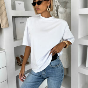 Bílé 100% bavlna oversize tričko DELYS s krátkým rukávem Velikost: ONESIZE