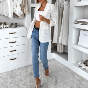 Bílé elegantní sako RAVEEN s vycpávkami Velikost: ONESIZE