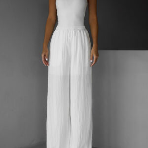 Bílé lehké letní široké kalhoty ARRYKE Velikost: ONESIZE