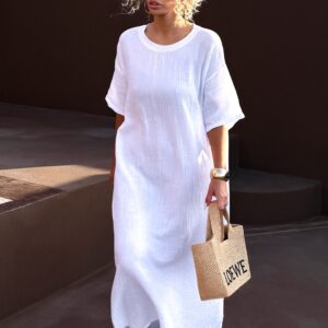 Bílé mušelínové dlouhé maxi šaty SPEEDY Velikost: ONESIZE