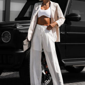 Bílé široké kalhoty LARYS Velikost: ONESIZE