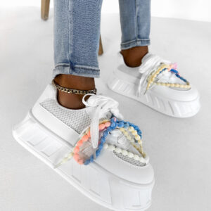 Bílé vysoké tenisky BERG s barevnými tkaničkami Velikost: 40